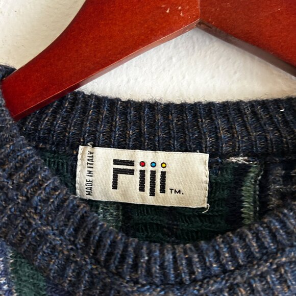 VINTAGE FIII 80s/90s Italian Wool 3D textured Jacquard Knit Coogi Style Sweater - Picture 5 of 8